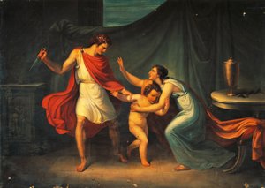 Pyrrhus menace la vie du petit Astyanax - Abbondio Bagutti