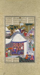 Zal questionne les intentions de Sam concernant la maison de Mihrab, Folio 81v..., ca. 1525-30