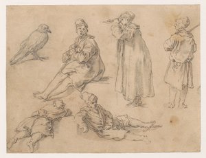 Un garçon assis et deux garçons debout - Abraham Bloemaert