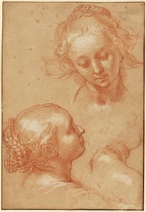 Trois études de femmes (recto) ; quatre études de mains et une contre-épreuve d