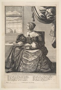 Femme assise tenant un livre et chantant, milieu à fin du XVIIe siècle - Abraham Bosse