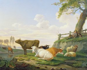 Vaches et berger - Abraham Bruiningh van Worrell