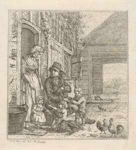 Homme et femme avec enfants à une porte - Abraham Bruinings Worrel