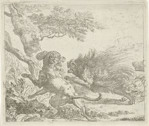 Porc-épic attaqué par des chiens - Abraham Danielsz. Hondius