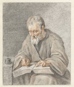 Vieil homme écrivant dans un livre - Abraham Delfos