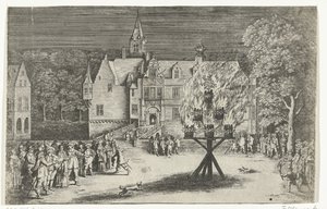 Feu de joie lors de la visite de la princesse Maria Henrietta avec le prince Guillaume III à Breda, 1653 - Abraham Dircksz. Santvoort