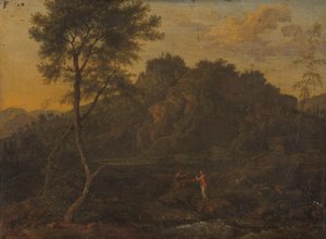 Nymphe et berger faisant de la musique dans un paysage - Abraham Genoels (attributed to)