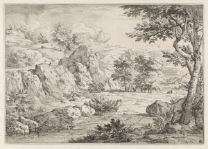 Paysage vallonné avec étang - Abraham Genoels