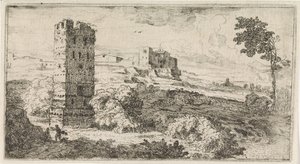 Paysage avec tour carrée - Abraham Genoels