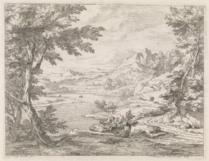 Paysage fluvial avec un chemin - Abraham Genoels