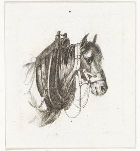Tête de cheval avec bride, collier et selle - Abraham Hendrik Winter