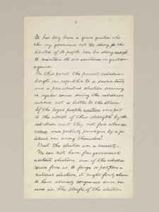 Manuscrit autographe du discours de victoire électorale de Lincoln en tant que président, prononcé à Washington D.C., depuis la fenêtre de la Maison Blanche le soir du 10 novembre