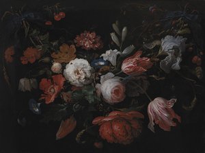 Une guirlande de fleurs - Abraham Mignon