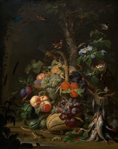 Nature morte avec fruits, poisson et nid, vers 1675