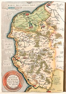 Caletensium et Bononiensium Ditionis Accurata Delineatio Carte géographique du territoire du Boulonnais, Artois et Flandre française (France) incluant les lieux de Calais, Arches, Greuelinge, Étaples et Montreuil... tirée du « Theatrum Orbis Terrarum » - Abraham Ortelius