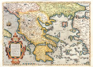 Croatie (comté : Dubrovnik-Neretva), sud de la Bosnie-et-Herzégovine, sud de la Serbie, sud de la Bulgarie, Monténégro, Albanie, Macédoine, Grèce, ouest de la Turquie - Abraham Ortelius