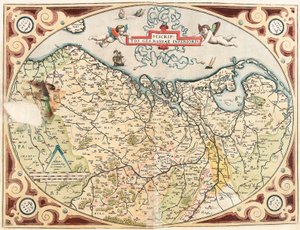 Descriptio Germaniae Inferioris Carte géographique du territoire des Pays-Bas germanique du "Theatrum Orbis Terrarum" par Abraham Ortelius - Abraham Ortelius