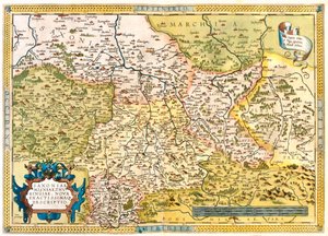 Allemagne (État : Basse-Saxe, Saxe-Anhalt, Brandebourg, Berlin, Hesse, Thuringe, Saxe, Bavière ), République tchèque (Région : Liberec, Bohême centrale, Prague, Ústí nad Labem, Plze , Karlovy Vary) - Abraham Ortelius