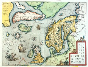 Irlande, Grande-Bretagne, Islande, Norvège, Suède, Finlande, Groenland - Abraham Ortelius