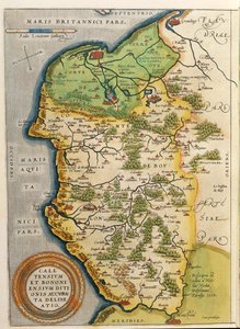 Carte de la région de Calais, du Theatrum Orbis Terrarum par Abraham Ortelius