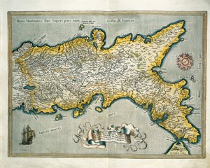 Carte du Royaume de Naples, Italie, du Theatrum Orbis Terrarum par Abraham Ortelius