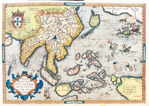 Pakistan, Inde, Sri Lanka, Népal, Bhoutan, Bangladesh, Chine du Sud, Birmanie, Thaïlande, Laos, Viêt Nam, Cambodge, Malaisie, Brunei, Indonésie, Philippines, Taïwan, Japon du Sud. - Abraham Ortelius