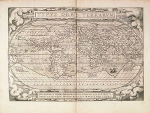 Planisphère de Theatrum Orbis Terrarum par Abraham Ortelius, imprimé à Anvers - Abraham Ortelius