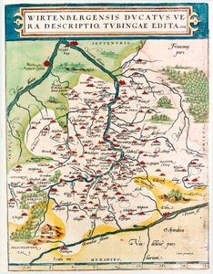 Wirtenbergensis Ducatus Vera descriptio, Tubingae edita 1558. Carte géographique du Bade-Wurtemberg de « Theatrum Orbis Terrarum » par Abraham Ortelius - Abraham Ortelius