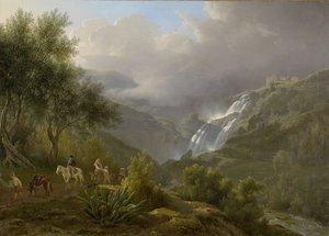 Les Cascades de Tivoli, avec une tempête approchant, 1824 - Abraham Teerlink