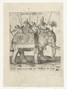 Indiens sur un éléphant de guerre - Abraham de Bruyn (attributed to)