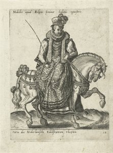 Dame noble néerlandaise à cheval - Abraham de Bruyn (attributed to)