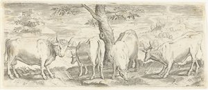 Vaches, un taureau et un bœuf (Dieren) - Abraham de Bruyn (possibly)
