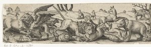 Animaux combattants dans un paysage