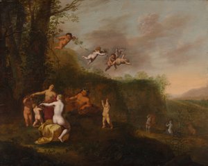 Bacchus et Nymphes dans un Paysage - Abraham van Cuylenborch