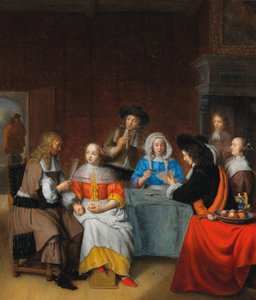 Intérieur avec une société élégante jouant aux cartes, 1660s