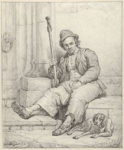 Homme assis avec un chien - Abraham van Strij (I)