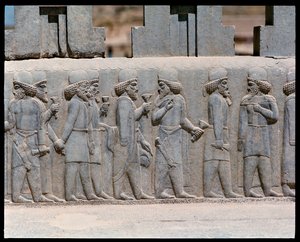 Vue des reliefs des escaliers nord - Achaemenid