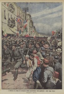 À Salonique, le défilé des contingents italiens admirés par la population et les troupes alliées