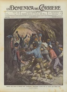 Ouverture de la galerie de Montorso de la ligne directe Rome-Naples, rencontre des deux équipes après la dernière mine - Achille Beltrame