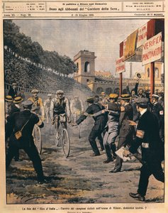 Arrivée du vainqueur Luigi Ganna à l