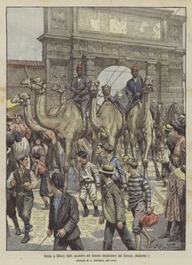 Arrivée à Milan des écuries du célèbre empereur du Sahara, Giacomo I - Achille Beltrame
