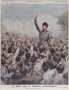 Benito Mussolini (1883-1945) acclamé par le peuple, de 