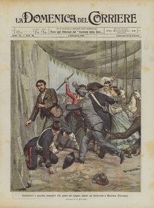 Carabiniers et gardes champêtres aux prises avec des gitans dans une baraque à Mortizza (Plaisance) - Achille Beltrame