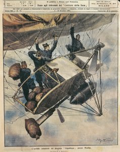 Catastrophe du dirigeable République près de Moulins, France, illustration par Achille Beltrame de La Domenica del Corriere, 3-10 octobre
