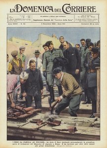 Je cède la parole à la pioche, a dit le Duce en commençant personnellement la grandiose œuvre - Achille Beltrame
