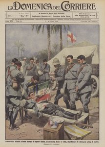 Épisode émouvant de patriotisme, le caporal Carola, de cavalerie, blessé en Libye voulant embrasser - Achille Beltrame