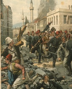 Illustration de couverture des Bulgares envahissant Thessalonique et terrifiant sa population - Achille Beltrame