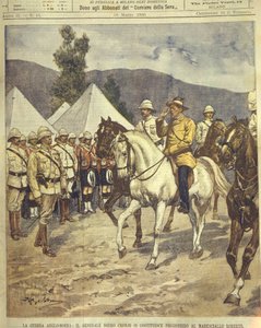 Illustration de couverture de la reddition du général Cronje au maréchal Roberts pendant les guerres anglo-zouloue et anglo-boer de 1850-1902 - Achille Beltrame
