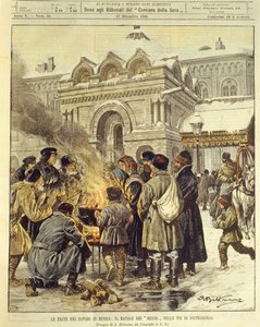 Illustration de couverture des Moujiks célébrant Noël dans les rues de Saint-Pétersbourg, Russie - Achille Beltrame