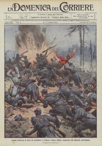 Baptême de feu des garibaldiens en France, tranchée allemande conquise à la baïonnette dans l